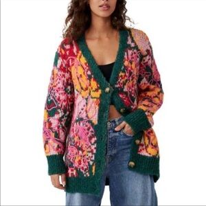 Free People Alexis Floral Cardi  Size Small